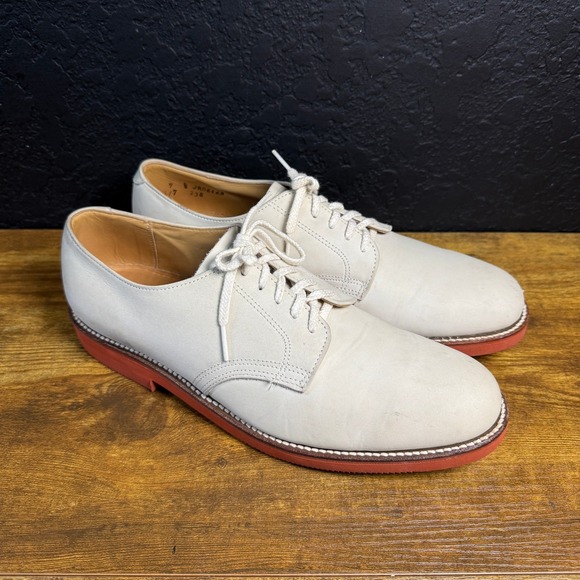 Keith Highlanders Mens 9 B White Nubuck Leather Red Brick Sole Derby Shoes USA